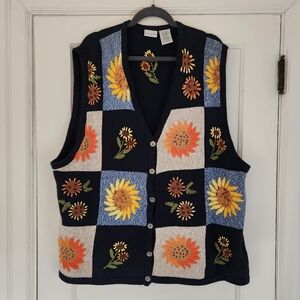 Vintage Sunflower Sweater Vest 🌻
